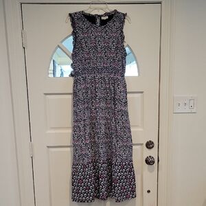 Roller Rabbit Navy Maxi Dress with Pink Accents
